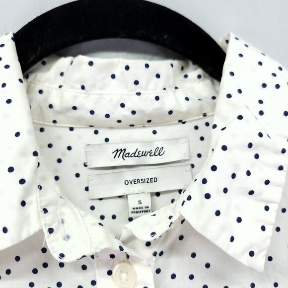Madewell Shirt Womens Small Oversized Polka Dot Button Up Long Sleeve Top - Picture 14 of 15